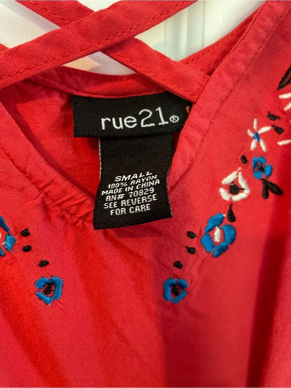 Rue21 Coral Embroidered Slip Dress